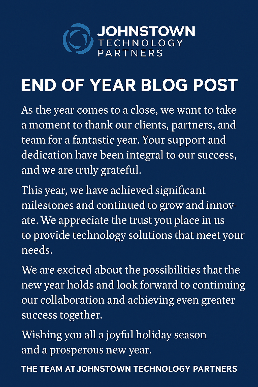 Year End Johnstown Technology Partners